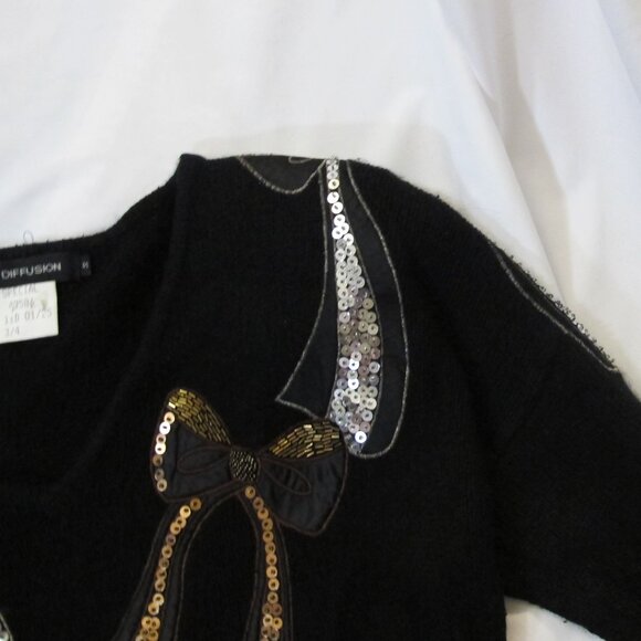 Holiday black silk/angora blend sweater   S - Picture 5 of 9